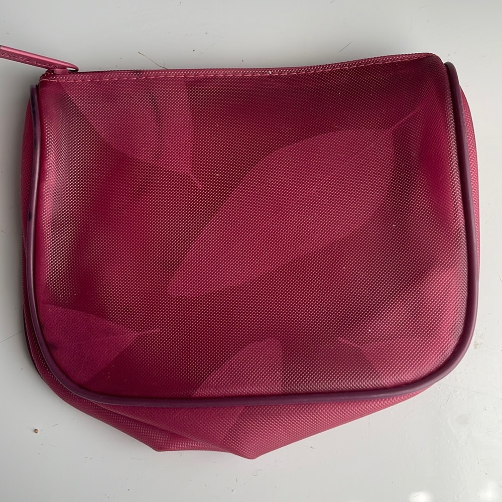 Estee Lauder cosmetic bag pink transparent makeup tote zipper vintage